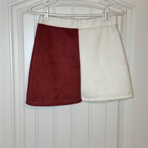Altar'd State Brown and Cream Micro Suede Mini Skirt